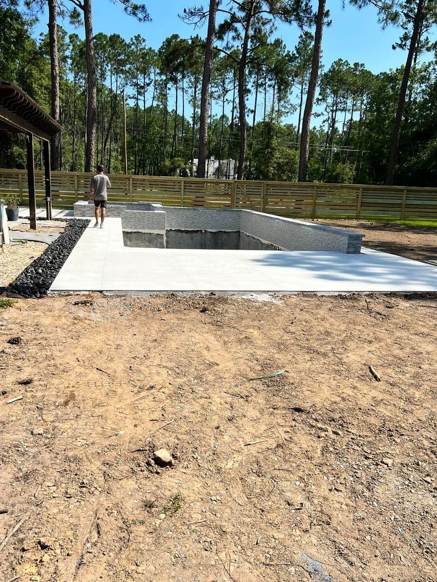New pool deck poured during construction